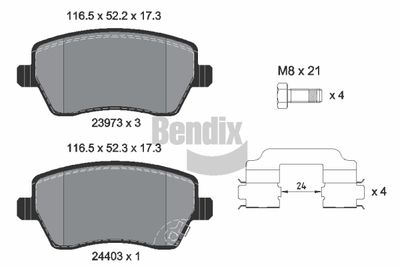 BPD1168 BENDIX Braking Комплект тормозных колодок, дисковый тормоз