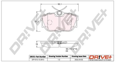 DP1010100913 Dr!ve+ Комплект тормозных колодок, дисковый тормоз