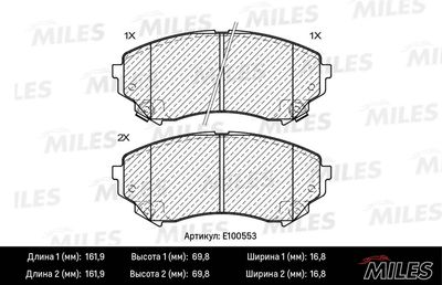 E100553 MILES Комплект тормозных колодок, дисковый тормоз