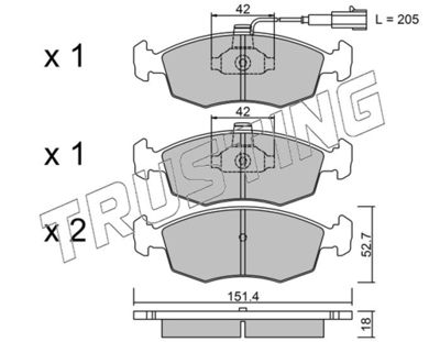 2830 TRUSTING Комплект тормозных колодок, дисковый тормоз
