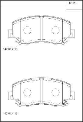 KD1551 ASIMCO Комплект тормозных колодок, дисковый тормоз