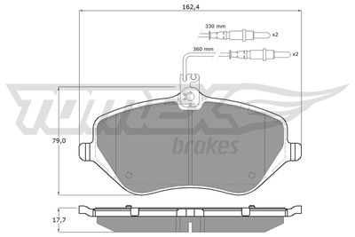 TX1468 TOMEX Brakes Комплект тормозных колодок, дисковый тормоз