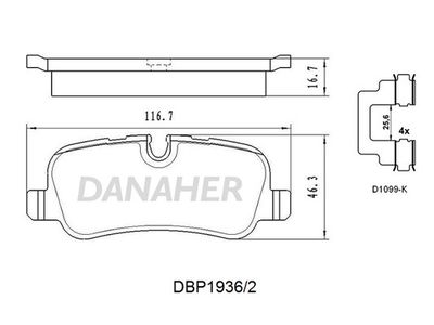 DBP19362 DANAHER Комплект тормозных колодок, дисковый тормоз