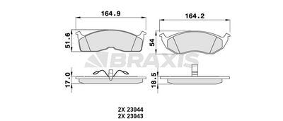 AA0225 BRAXIS Комплект тормозных колодок, дисковый тормоз