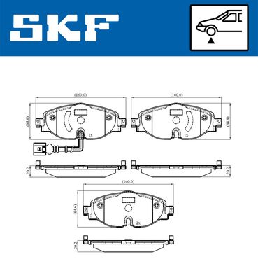 VKBP80018E SKF Комплект тормозных колодок, дисковый тормоз