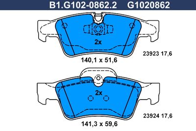 B1G10208622 GALFER Комплект тормозных колодок, дисковый тормоз