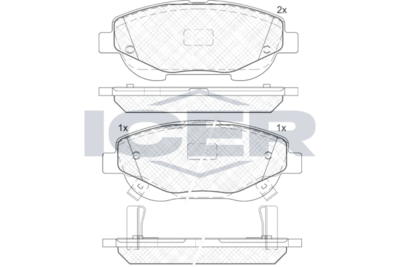 182022 ICER Комплект тормозных колодок, дисковый тормоз