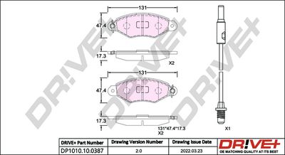 DP1010100387 Dr!ve+ Комплект тормозных колодок, дисковый тормоз