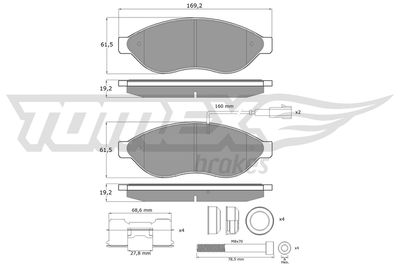 TX1439 TOMEX Brakes Комплект тормозных колодок, дисковый тормоз