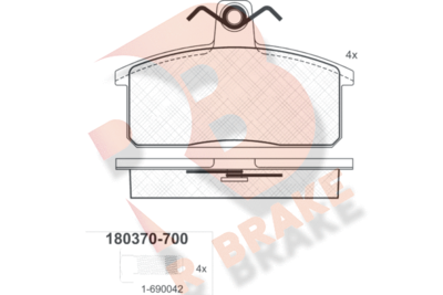 RB0370700 R BRAKE Комплект тормозных колодок, дисковый тормоз