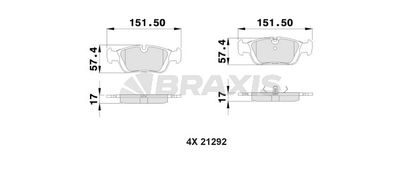 AA0297 BRAXIS Комплект тормозных колодок, дисковый тормоз