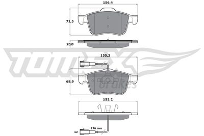 TX1525 TOMEX Brakes Комплект тормозных колодок, дисковый тормоз