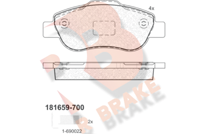 RB1659700 R BRAKE Комплект тормозных колодок, дисковый тормоз