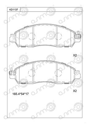 KD1137 ASIMCO Комплект тормозных колодок, дисковый тормоз