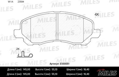 E500051 MILES Комплект тормозных колодок, дисковый тормоз