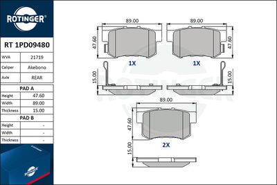 RT1PD09480 ROTINGER Комплект тормозных колодок, дисковый тормоз