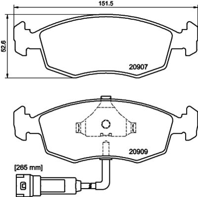 8DB355007341 HELLA Комплект тормозных колодок, дисковый тормоз