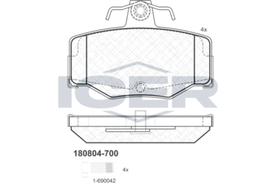 180804700 ICER Комплект тормозных колодок, дисковый тормоз