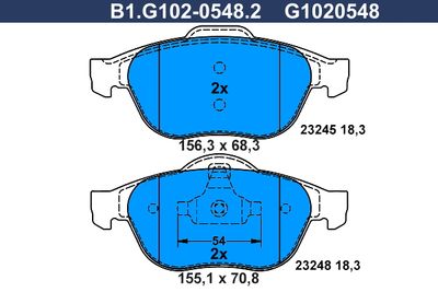 B1G10205482 GALFER Комплект тормозных колодок, дисковый тормоз