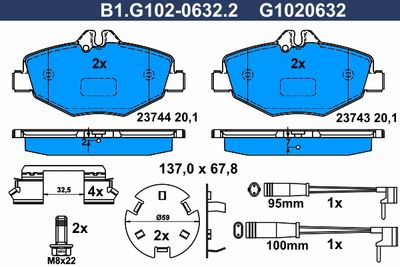 B1G10206322 GALFER Комплект тормозных колодок, дисковый тормоз