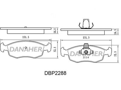 DBP2288 DANAHER Комплект тормозных колодок, дисковый тормоз