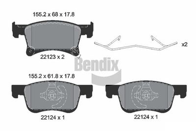 BPD1277 BENDIX Braking Комплект тормозных колодок, дисковый тормоз