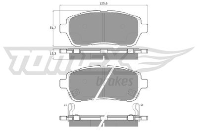 TX1647 TOMEX Brakes Комплект тормозных колодок, дисковый тормоз