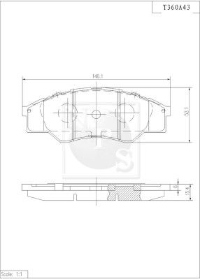 T360A43 NPS Комплект тормозных колодок, дисковый тормоз