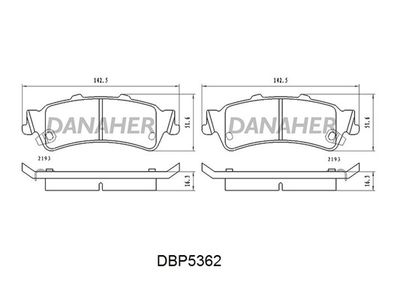 DBP5362 DANAHER Комплект тормозных колодок, дисковый тормоз