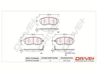 DP1010100069 Dr!ve+ Комплект тормозных колодок, дисковый тормоз