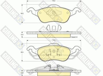 6113582 GIRLING Комплект тормозных колодок, дисковый тормоз