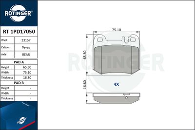 RT1PD17050 ROTINGER Комплект тормозных колодок, дисковый тормоз