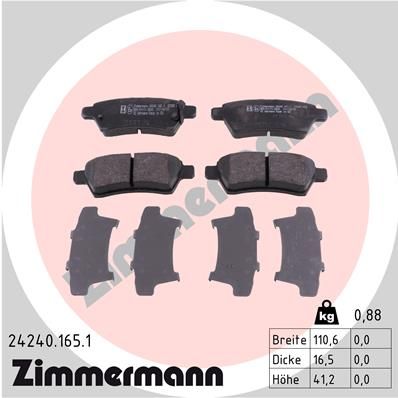 242401651 ZIMMERMANN Комплект тормозных колодок, дисковый тормоз