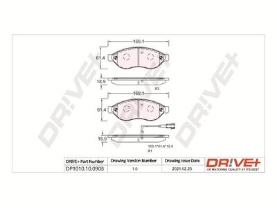 DP1010100908 Dr!ve+ Комплект тормозных колодок, дисковый тормоз