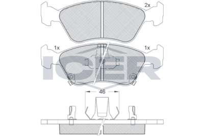 181235 ICER Комплект тормозных колодок, дисковый тормоз
