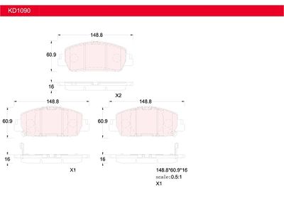 KD1090 ASIMCO Комплект тормозных колодок, дисковый тормоз