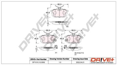 DP1010100092 Dr!ve+ Комплект тормозных колодок, дисковый тормоз