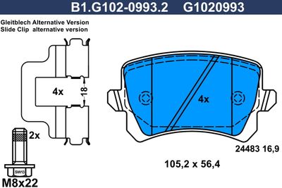 B1G10209932 GALFER Комплект тормозных колодок, дисковый тормоз