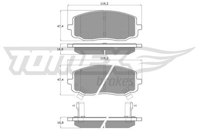 TX1574 TOMEX Brakes Комплект тормозных колодок, дисковый тормоз