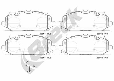 258610055300 BRECK Комплект тормозных колодок, дисковый тормоз