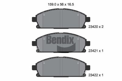 BPD1973 BENDIX Braking Комплект тормозных колодок, дисковый тормоз