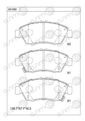 KD1055 ASIMCO Комплект тормозных колодок, дисковый тормоз
