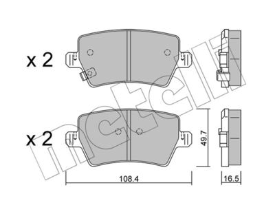 2212870 METELLI Комплект тормозных колодок, дисковый тормоз