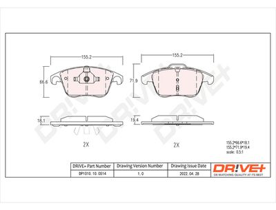 DP1010100514 Dr!ve+ Комплект тормозных колодок, дисковый тормоз