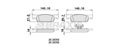 AA0227 BRAXIS Комплект тормозных колодок, дисковый тормоз