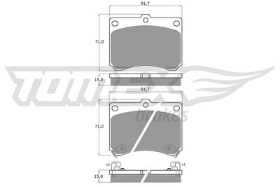 TX1168 TOMEX Brakes Комплект тормозных колодок, дисковый тормоз