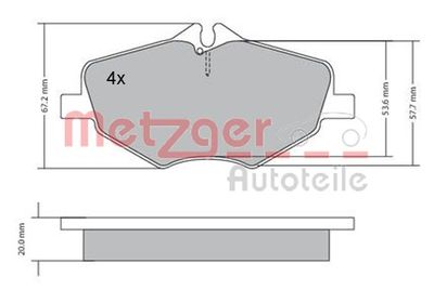 1170087 METZGER Комплект тормозных колодок, дисковый тормоз