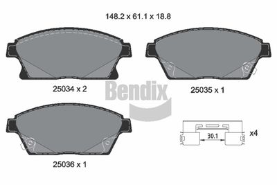 BPD1051 BENDIX Braking Комплект тормозных колодок, дисковый тормоз