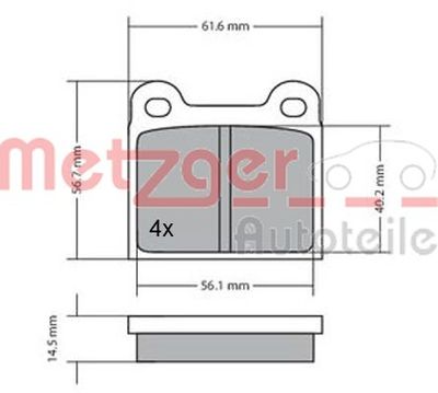 1170003 METZGER Комплект тормозных колодок, дисковый тормоз