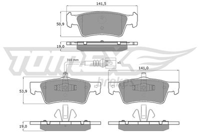 TX1614 TOMEX Brakes Комплект тормозных колодок, дисковый тормоз